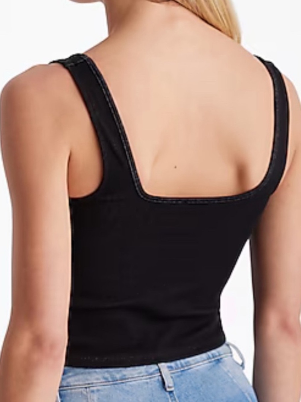 Express Black Denim Body Contour Square Neck Corset Top Size XL NWT! - Picture 2 of 8